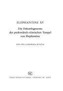 Copertina  Die Dekorfragmente der ptolemäisch-römischen Tempel von Elephantine (Elephantine, 15)
