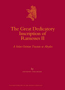Copertina  The great dedicatory inscription of Ramesses 2. : a Solar-Osirian Tractate at Abydos
